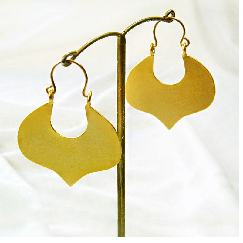 Fine Jewelry 18 Kt Hallmark Real Solid Yellow Gold Leaf Dangle Drop Earrings