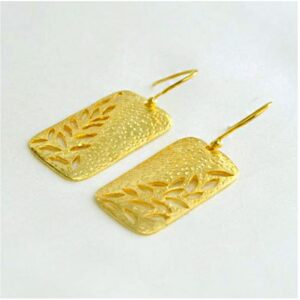 18 Kt Hallmark Real Solid Yellow Gold Hand Cut Textured Dangle Drop Earrings