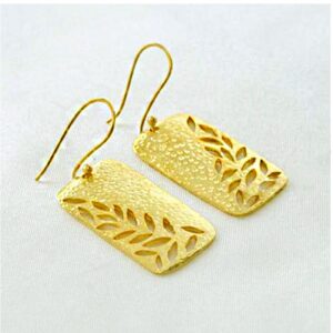 18 Kt Hallmark Real Solid Yellow Gold Hand Cut Textured Dangle Drop Earrings