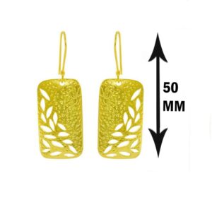 18 Kt Hallmark Real Solid Yellow Gold Hand Cut Textured Dangle Drop Earrings