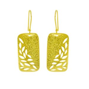 18 Kt Hallmark Real Solid Yellow Gold Hand Cut Textured Dangle Drop Earrings