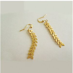 18 Kt Hallmark Real Solid Yellow Gold Bridesmaid Chevron Dangle Drop Earrings