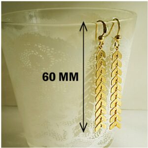 18 Kt Hallmark Real Solid Yellow Gold Bridesmaid Chevron Dangle Drop Earrings