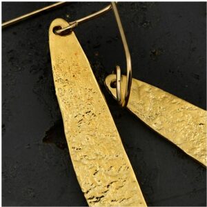 18 Kt Hallmark Real Solid Yellow Gold Tribal Boho Textured Dangle Drop Earrings