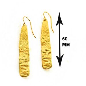 18 Kt Hallmark Real Solid Yellow Gold Tribal Boho Textured Dangle Drop Earrings