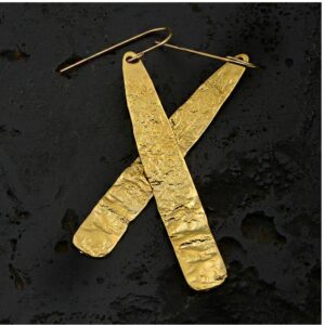 18 Kt Hallmark Real Solid Yellow Gold Tribal Boho Textured Dangle Drop Earrings