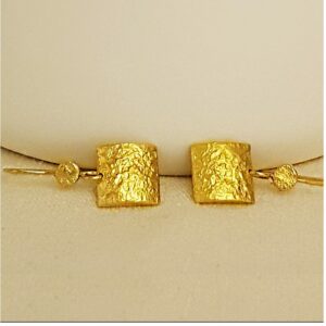 22 Kt Hallmark Real Solid Yellow Gold Unique Rectangle Dangle Drop Earrings