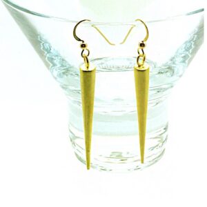 18 Kt Hallmark Real Solid Yellow Gold Spike Statement Dangle Drop Earrings