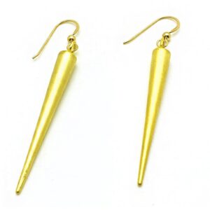 18 Kt Hallmark Real Solid Yellow Gold Spike Statement Dangle Drop Earrings