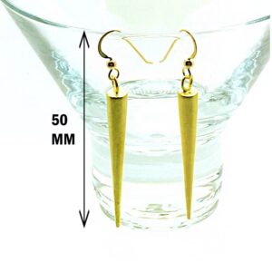 18 Kt Hallmark Real Solid Yellow Gold Spike Statement Dangle Drop Earrings