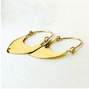 18 Kt Hallmark Real Solid Yellow Gold Crescent Dangle Drop Huggie Hoop Earrings