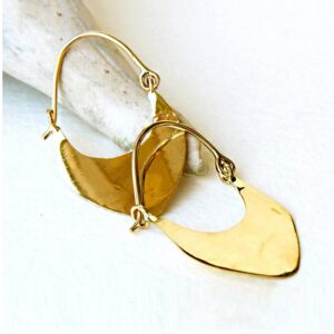 18 Kt Hallmark Real Solid Yellow Gold Crescent Dangle Drop Huggie Hoop Earrings