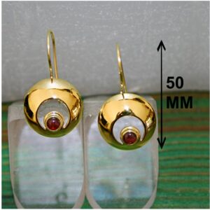 18 Kt Hallmark Real Solid Yellow Gold Garnet Birthstone Dangle Drop Earrings