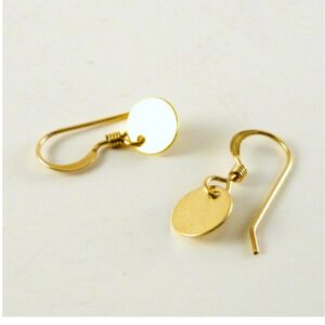 18 Kt Hallmark Real Solid Yellow Gold Dainty Circle Disc Dangle Drop Earrings