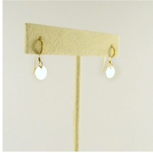 18 Kt Hallmark Real Solid Yellow Gold Dainty Circle Disc Dangle Drop Earrings