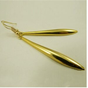 18 Kt Hallmark Real Solid Yellow Gold Bridesmaid Long Hook Dangle Drop Earrings