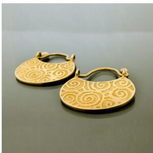 18 K Hallmark Real Solid Yellow Gold Ethnic Boho Gypsy Huggie Hoop Drop Earrings
