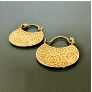 18 K Hallmark Real Solid Yellow Gold Ethnic Boho Gypsy Huggie Hoop Drop Earrings
