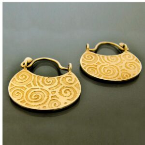 18 K Hallmark Real Solid Yellow Gold Ethnic Boho Gypsy Huggie Hoop Drop Earrings