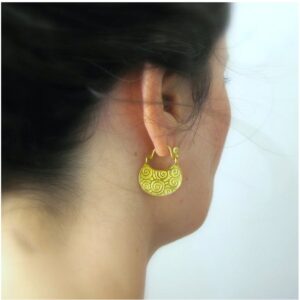18 K Hallmark Real Solid Yellow Gold Ethnic Boho Gypsy Huggie Hoop Drop Earrings