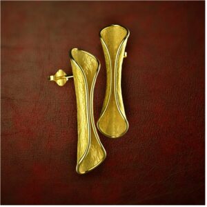 18 Kt Hallmark Real Solid Yellow Gold Minimal Long Dangle Drop Stud Earrings