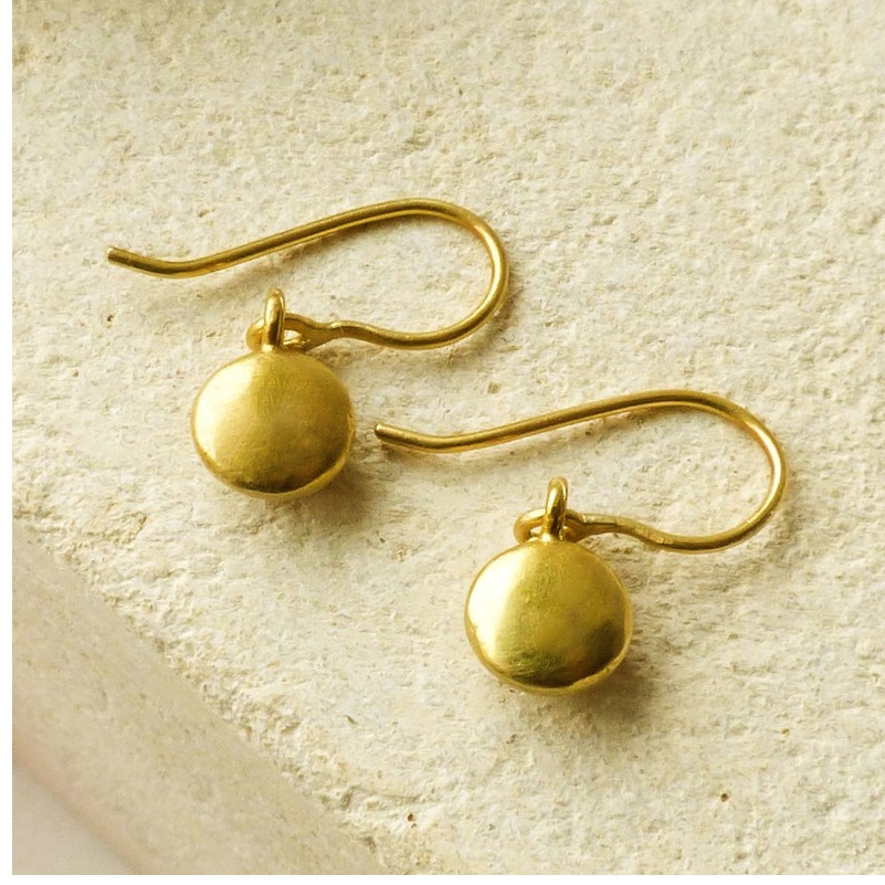 18 Kt Hallmark Real Solid Yellow Gold Ethical CZ Hook Dangle Drop Earrings