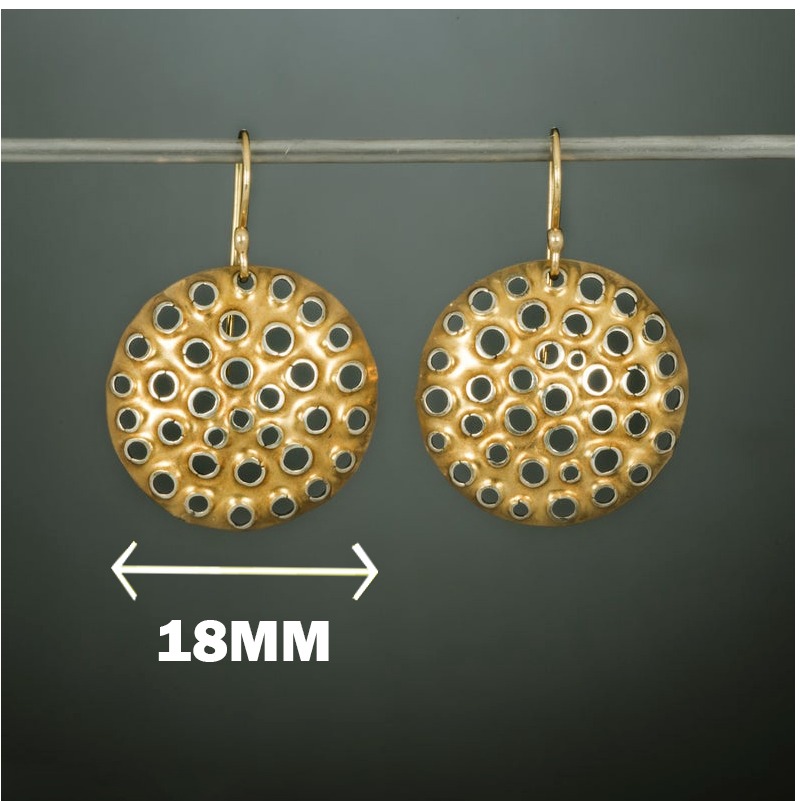 22 Kt Hallmark Real Solid Yellow Gold Eco Conscious Round Dangle Drop Earrings - Image 4