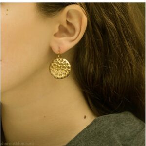 22 Kt Hallmark Real Solid Yellow Gold Eco Conscious Round Dangle Drop Earrings