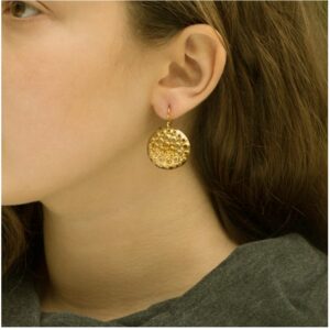 22 Kt Hallmark Real Solid Yellow Gold Eco Conscious Round Dangle Drop Earrings