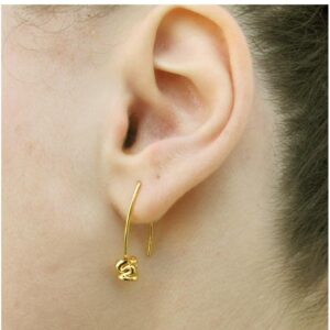 18 Kt Hallmark Real Solid Yellow Gold Organic Shape Long Dangle Drop Earrings