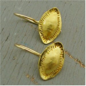 Fine Jewelry 22 Kt Hallmark Real Solid Yellow Gold Artisan Dangle Drop Earrings