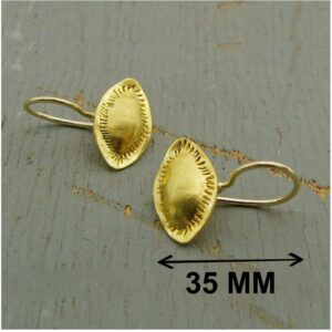 Fine Jewelry 22 Kt Hallmark Real Solid Yellow Gold Artisan Dangle Drop Earrings