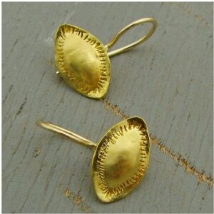 Fine Jewelry 22 Kt Hallmark Real Solid Yellow Gold Artisan Dangle Drop Earrings