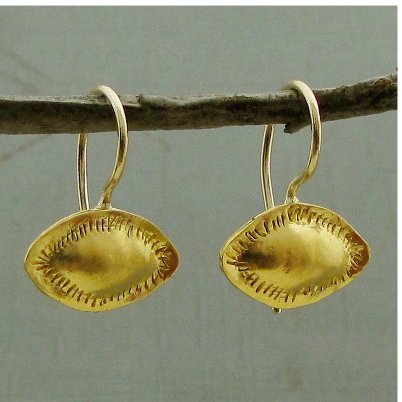Fine Jewelry 22 Kt Hallmark Real Solid Yellow Gold Artisan Dangle Drop Earrings