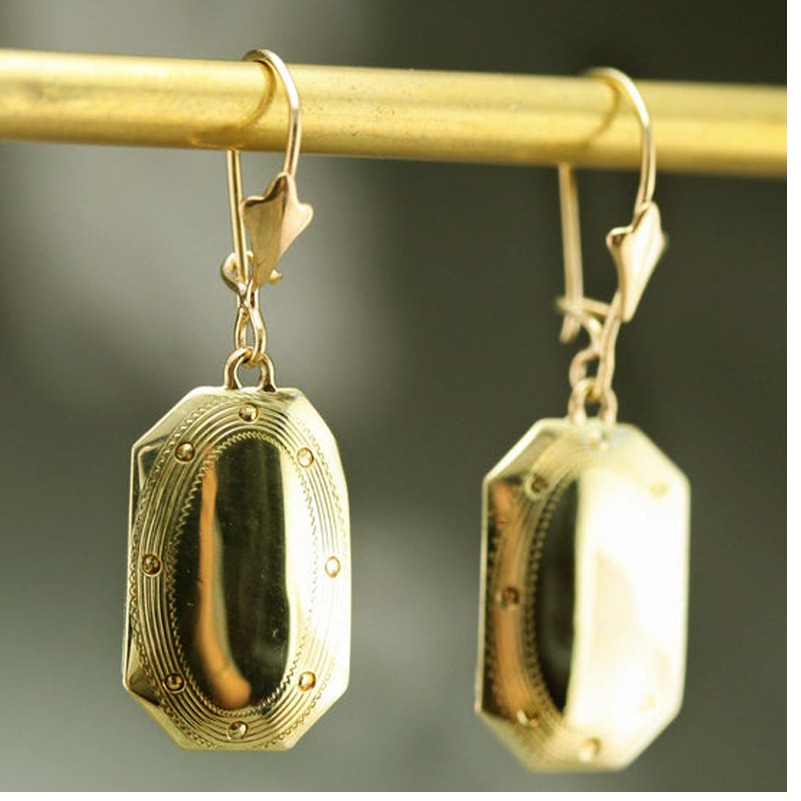 18 Kt Hallmark Real Solid Yellow Gold Spike Statement Dangle Drop Earrings - Image 5