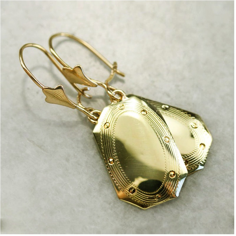18 Kt Hallmark Real Solid Yellow Gold Spike Statement Dangle Drop Earrings - Image 2