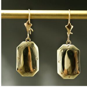 18 Kt Hallmark Real Solid Yellow Gold Spike Statement Dangle Drop Earrings
