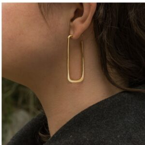 18 Kt Hallmark Real Solid Yellow Gold Eco Conscious Large Dangle Drop Earrings