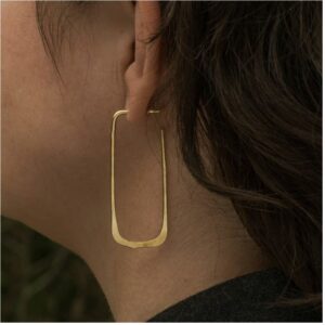 18 Kt Hallmark Real Solid Yellow Gold Eco Conscious Large Dangle Drop Earrings