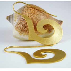 18 Kt Hallmark Real Solid Yellow Gold Spiral Wave Long Dangle Drop Earrings
