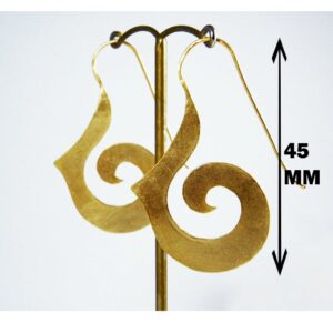 18 Kt Hallmark Real Solid Yellow Gold Spiral Wave Long Dangle Drop Earrings
