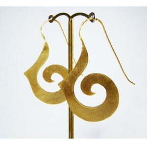18 Kt Hallmark Real Solid Yellow Gold Spiral Wave Long Dangle Drop Earrings