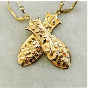 18 Kt Hallmark Real Solid Yellow Gold Floral Dangle Drop Leverback Earrings