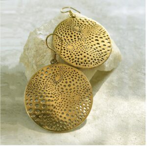 18 Kt Real Solid Yellow Gold Leopard Boho Gypsy Tribal Dangle Drop Earrings 60MM