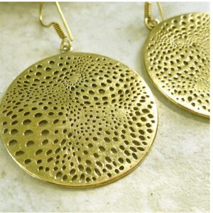 18 Kt Real Solid Yellow Gold Leopard Boho Gypsy Tribal Dangle Drop Earrings 60MM