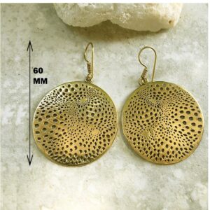 18 Kt Real Solid Yellow Gold Leopard Boho Gypsy Tribal Dangle Drop Earrings 60MM