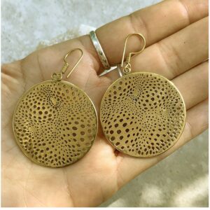 18 Kt Real Solid Yellow Gold Leopard Boho Gypsy Tribal Dangle Drop Earrings 60MM