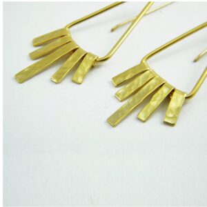 18 Kt Real Solid Yellow Gold Fringe Triangle Bohemian Dangle Long Drop Earrings