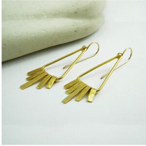 18 Kt Real Solid Yellow Gold Fringe Triangle Bohemian Dangle Long Drop Earrings