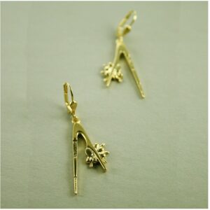 22 Kt Hallmark Real Solid Yellow Gold Acrobate Diver Dancer Dangle Long Drop Ear